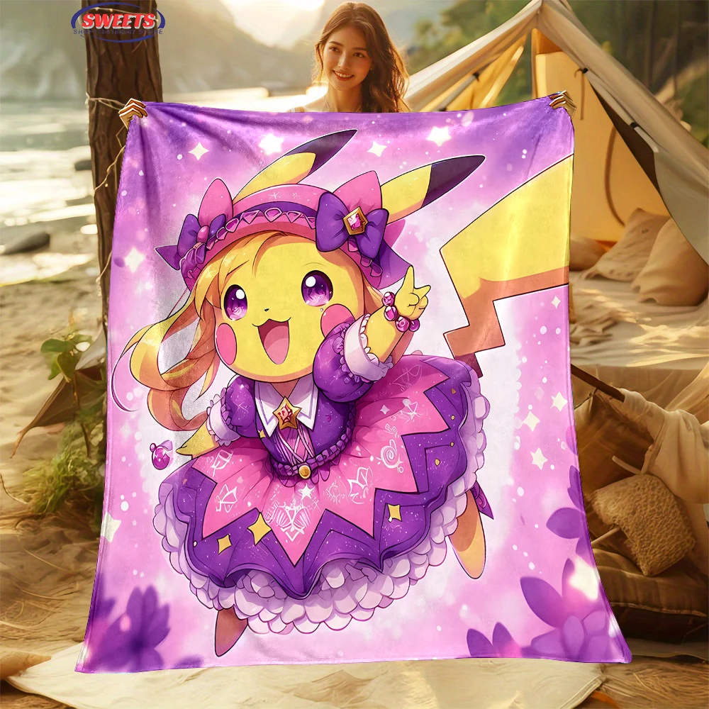 New Arrive!Miniso Pokemon Pikachu Theme Blanket,Throw Blanket for Home Bedroom Bed Sofa Picnic Travel Office Rest Cover Blankett