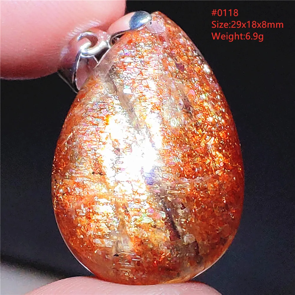 Natural Gold Strawberry Quartz Heliolite Sunstone Pendant Jewelry Gift Beryl From Arusha Women Men Fashion Necklace AAAAAA