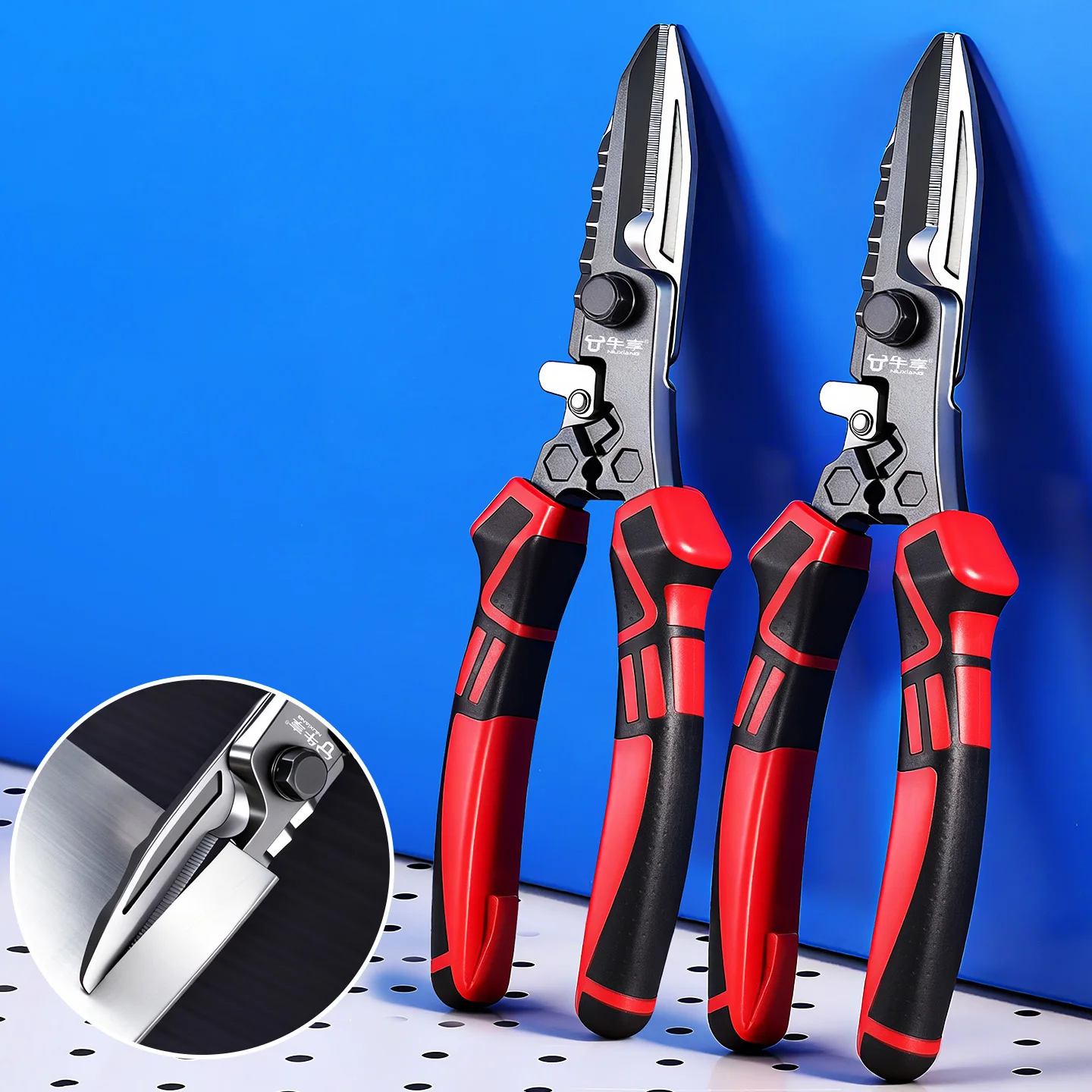 Heavy Duty Electrician Scissors Metal Sheet Cable Cutting Shears Crimping Wire Cutter Wrench Motorcycle Repair Hand Tool