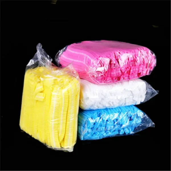 10pcs Non-Woven Disposable elastic Shower Caps Women Men Pleated Anti Dust Bath Hat for SPA Hair Salon bathroom products