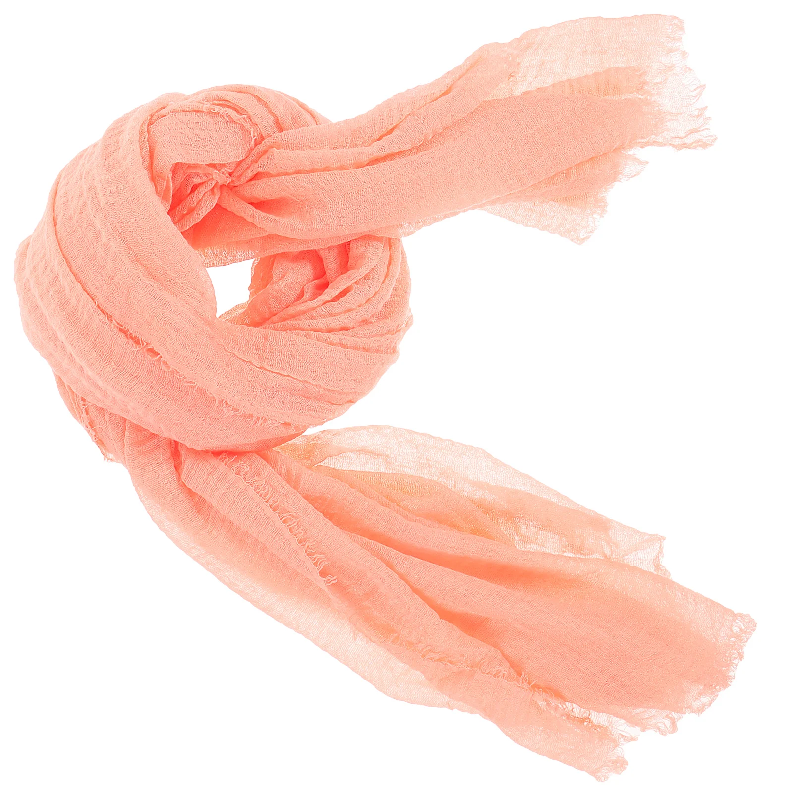 

Scarves Cotton and Linen Scarf Single Color Simple Style Crumpled Japanese Pink