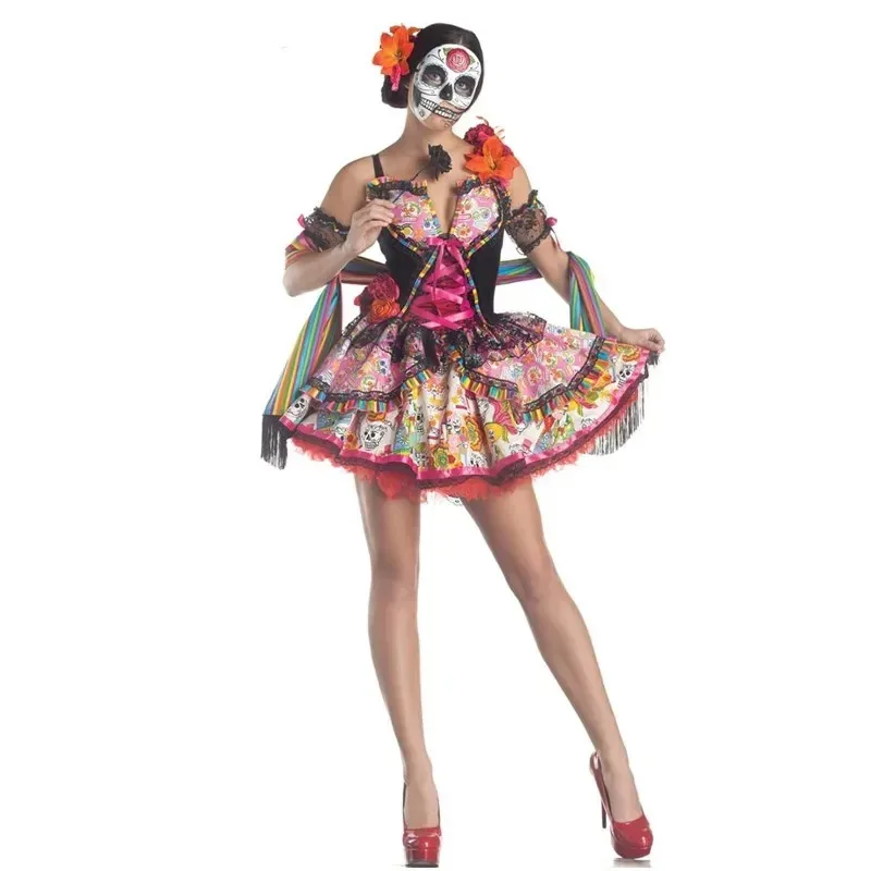 

Мексиканский день мертвых страшный череп зомби призрак невесты праздничное платье Хэллоуин маскарад кровавый вампир косплей костюм lf [5