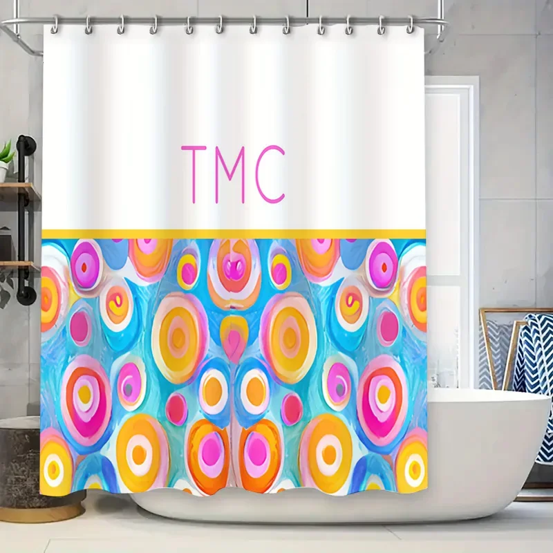 

Яркий декор занавески для душа с жирным круглым узором, современные смелые аксессуары для ванной комнаты для украшения дома (белый)