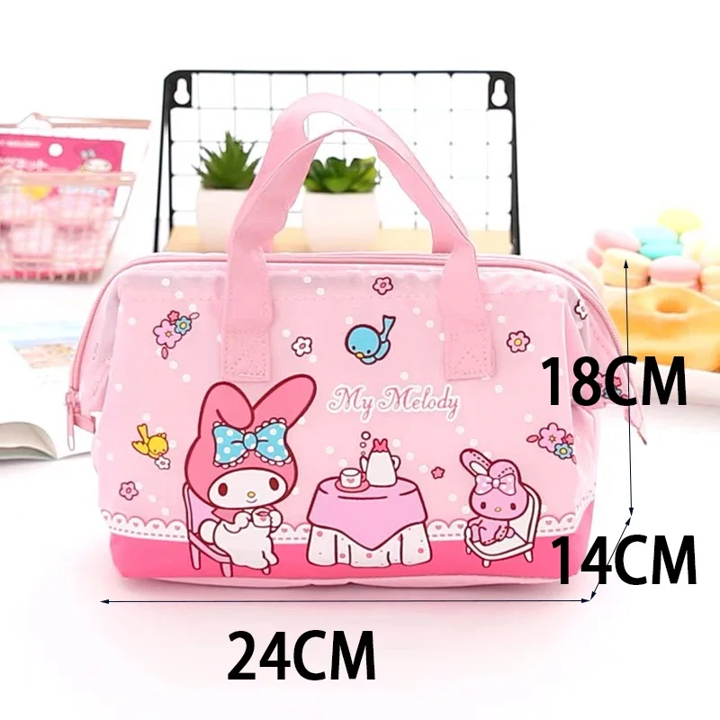 Hello Kitty Lunch Box Little Twin Star Cute Hand Bag Kuromi Shopping Cases Canvas Lunch Pouch Mummy Bag Girl Food My Melody