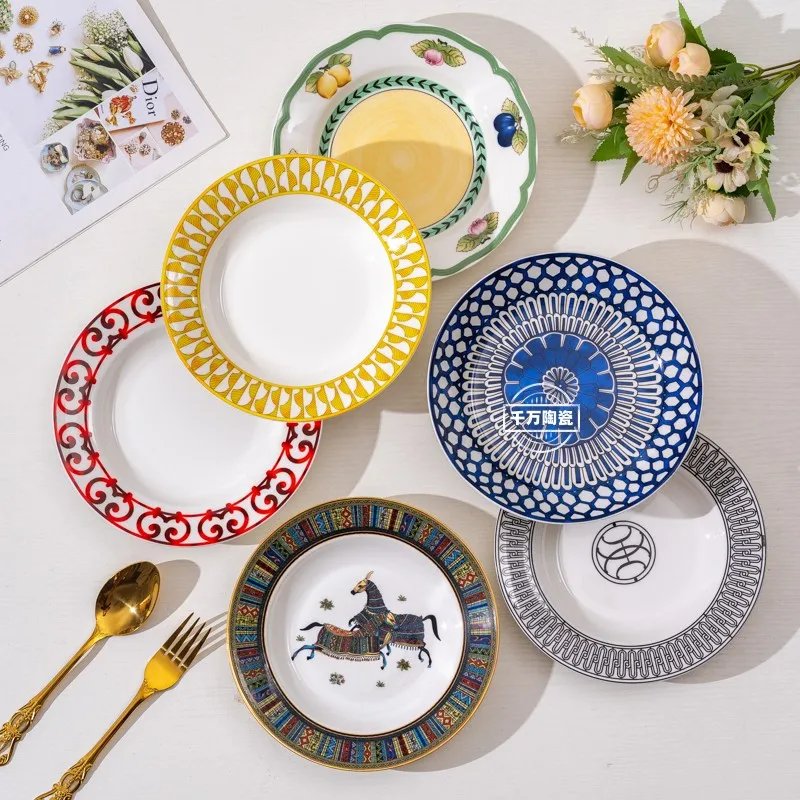 

Bone china personality creative breakfast Western food Household practical vegetable Soup plate Wedding light luxury plate