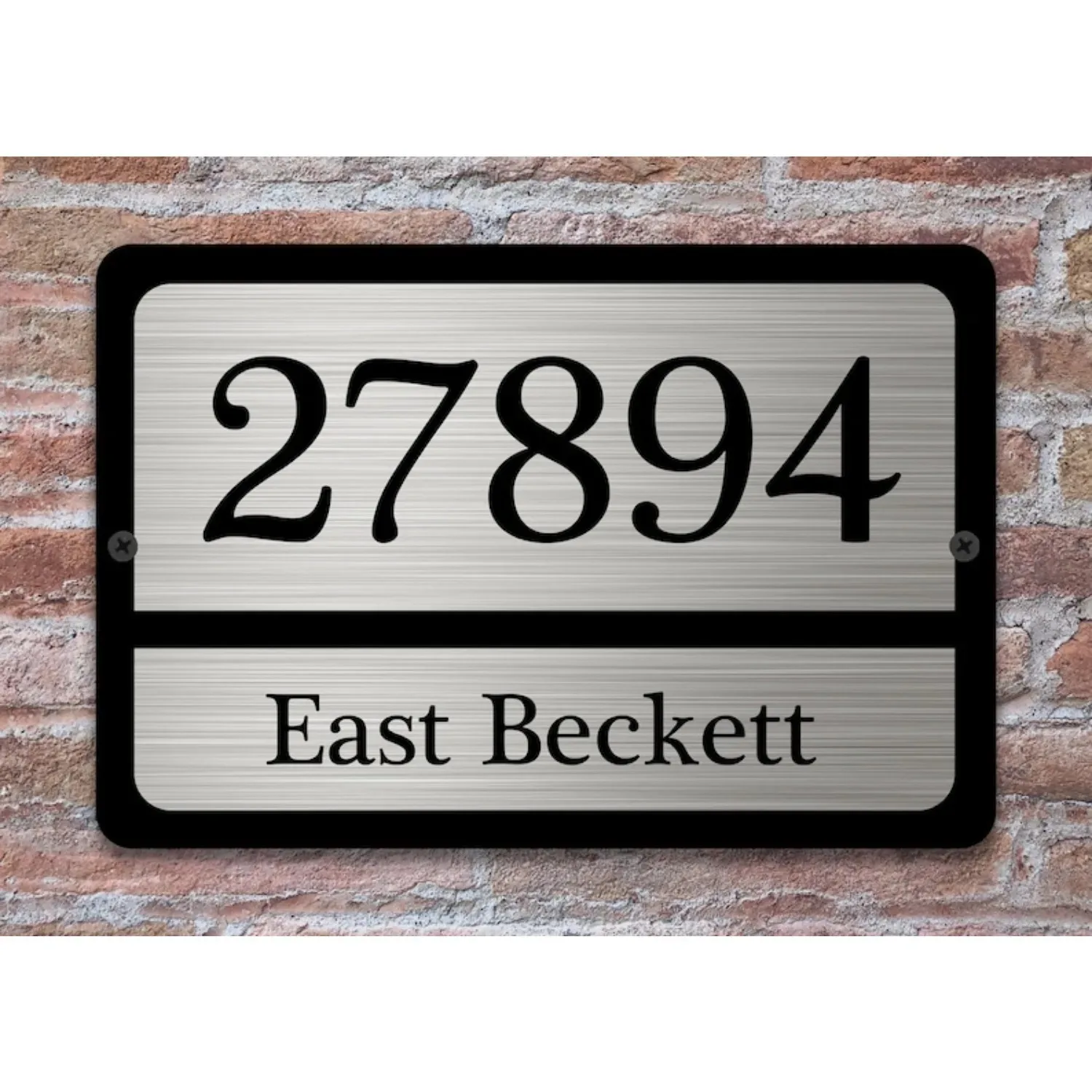 Personalisiertes Gebürstetes Silber-Aluminium Adressenschild, 30x20 cm Hausnummernschild, Ideales Einweihungsgeschenk für Neues Zuhause (Dekoration)
