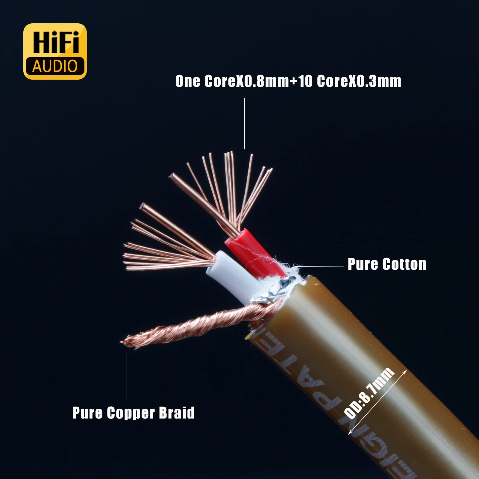 Paar HiFi XLR Symmetrisches Kabel OCC Versilbertes XLR-Verbindungskabel mit rhodiumbeschichtetem Stecker. – Detail 5