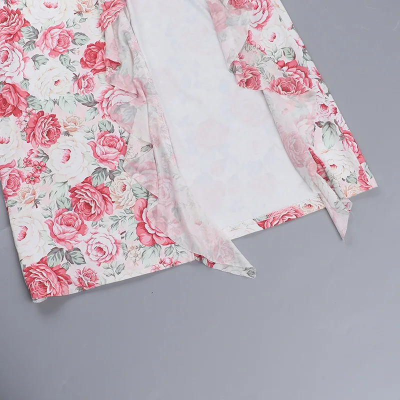 Abito da donna con stampa floreale, elegante abito senza maniche con orlo diviso, abiti estivi da donna