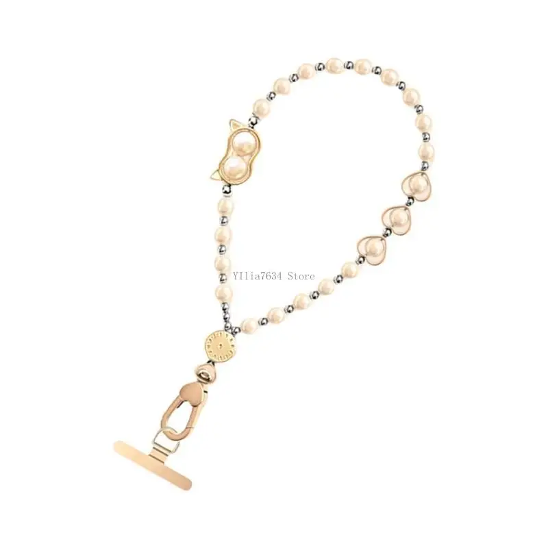  Secure Clip Phone Holder Lanyard Short Crystal Beads Chain Fashionable Eyes Charm for Everyday Carry Convenience