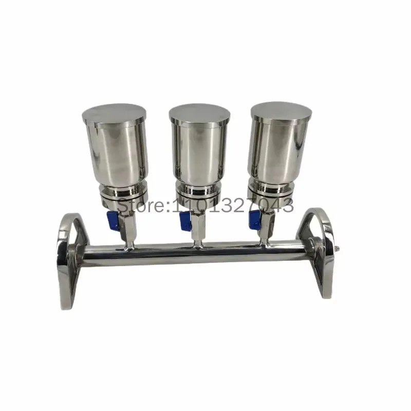 SUS316 Three-unit Solvent Filtration Device Lab 3-branch Autoclaved Manifolds Vacuum Filtration W/ Stainless Steel Funnel 300ml