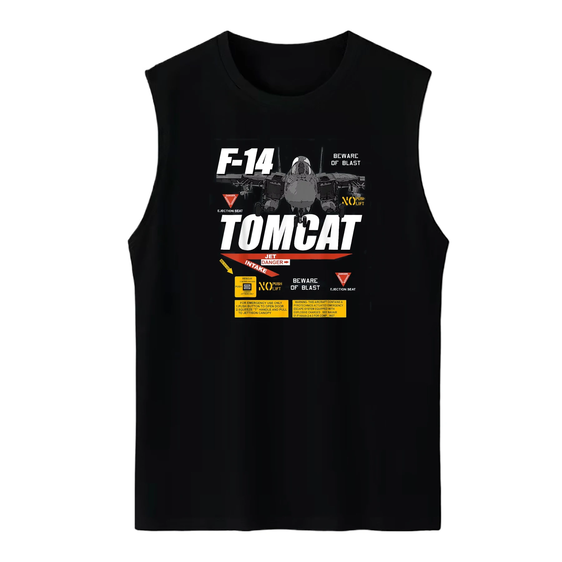 Naval F-14 Tomcat Fighter Label Instruction Diagram Tank Top New 100% Cotton O-Neck Summer Casual Mens Vest Sleeveless Tee Shirt