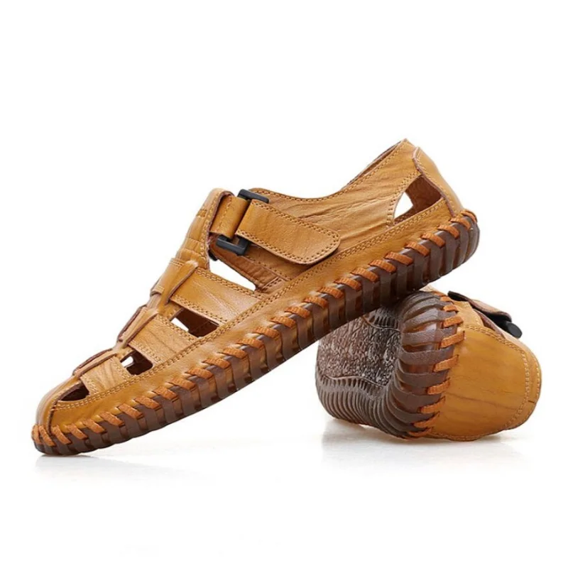 

2026 Summer Men Sandals Leisure Beach Men Shoes High Quality Split Leather Sandals The Men's Sandals Big Size 38-47
