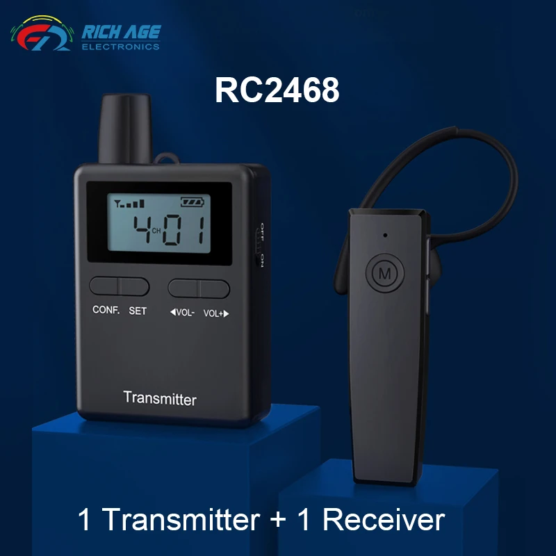 

RICH AGE RC2468 2.4GHz 50-Channel Wireless Tour Guide Church Interpreter System For Tourist Museums Factory Training Conferences