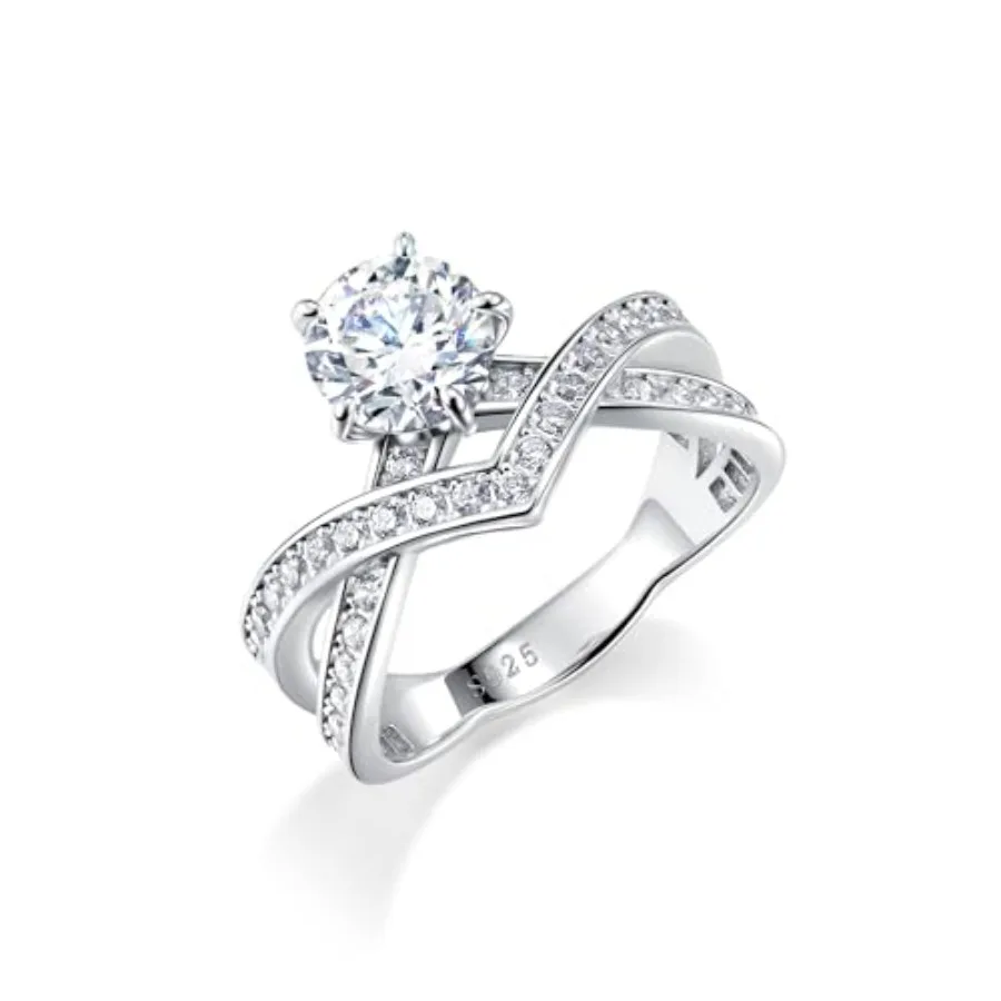 

YOIHUR 925 Sterling Silver 14K White Gold Plated Rings for Women 1.0 CT Moissanite Diamond Engagement Promise Anniversary Ring