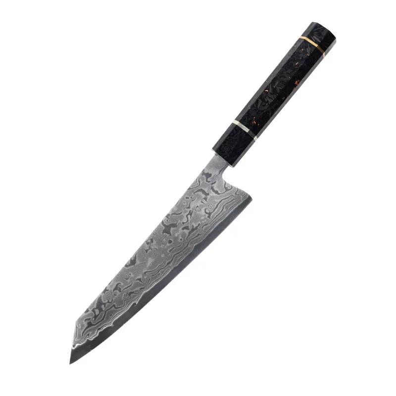 8 Inch Kiritsuke Knife Carbon Fibre & Resin Handle Sharp Chef Cleaver Slicing Kitchen Knives 67-layers Damascus Steel VG10 Blade