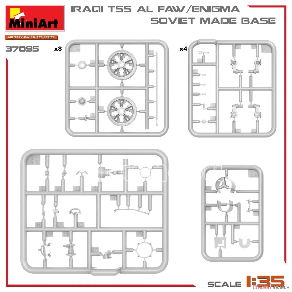 Kit de modelo de tanque montado de plástico MiniArt 37095 Iraque T-55 AL FAW/ENIGMA Base de fabricação soviética 1/35