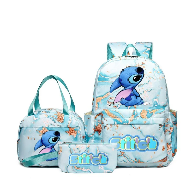 

MINISO Lilo & Stitch Backpacks 3pcs Cartoon Gradient Ramp Laptop School Bags For Women Girls With Lunch Bags Outdoor Mochilas