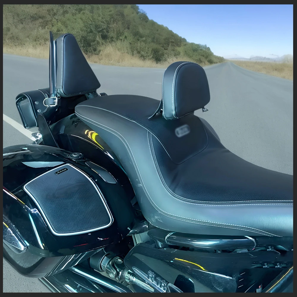 For BMW R18 B R18B R18 Transcontinental 2021-2024 Driver Backrest Rider Backrest Black Leather Stainless Steel