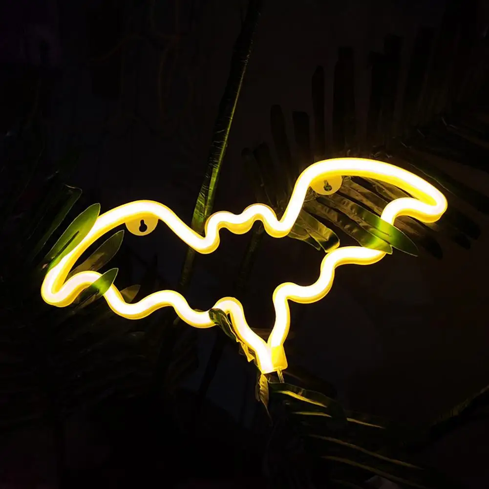 할로윈 박쥐 네온 사인 램프 야간 조명 장식 조명, USB/배터리 작동 깜박임, 무료 LED 데스크탑 장식, 으스스한