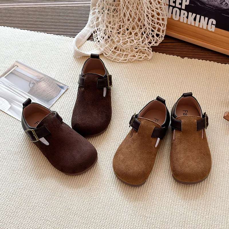 

Children Moccasins Korean Style Versatile Kids Flat Shoes Round Toes 2025 Autumn Girls Princess Leather Shoes Elegant Sweet