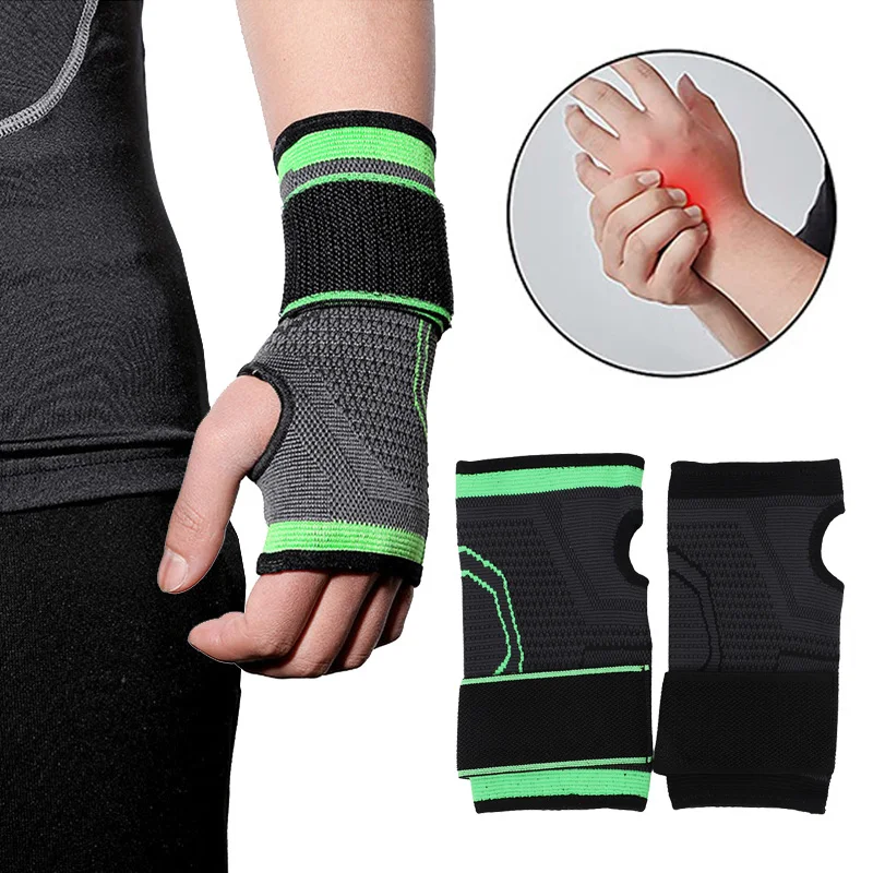 1/2PCS Gym Fitness Gloves Wrist Support Sports Wristband Therapy Protector Fingerless Safety Body Building Compression Gloves