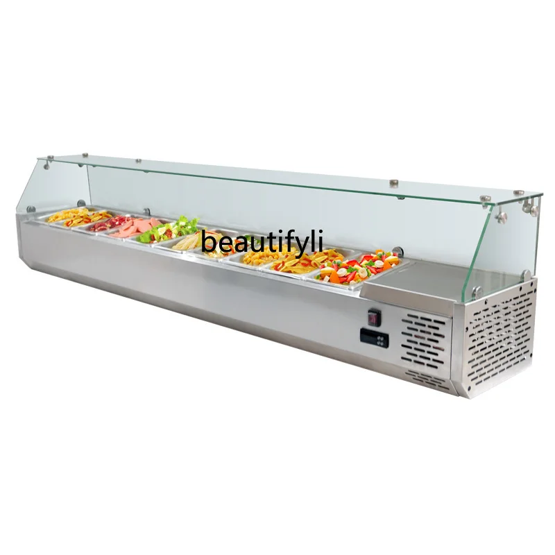 

Salad Taiwanese Merchant Fresh-keeping Refrigerated Display Cabinet Desktop Pizza Sprinkler Dessert Counter Freezer