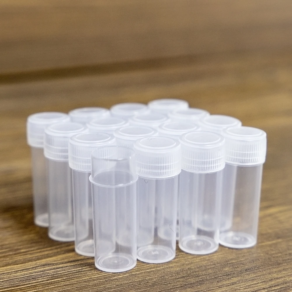 Plastic Sample Bottle, Test Tube, Mini Bottles, Leak Proof Cap Vials, Medicine Pill Capsule, Storage Containers, 5ml, 20/100Pcs