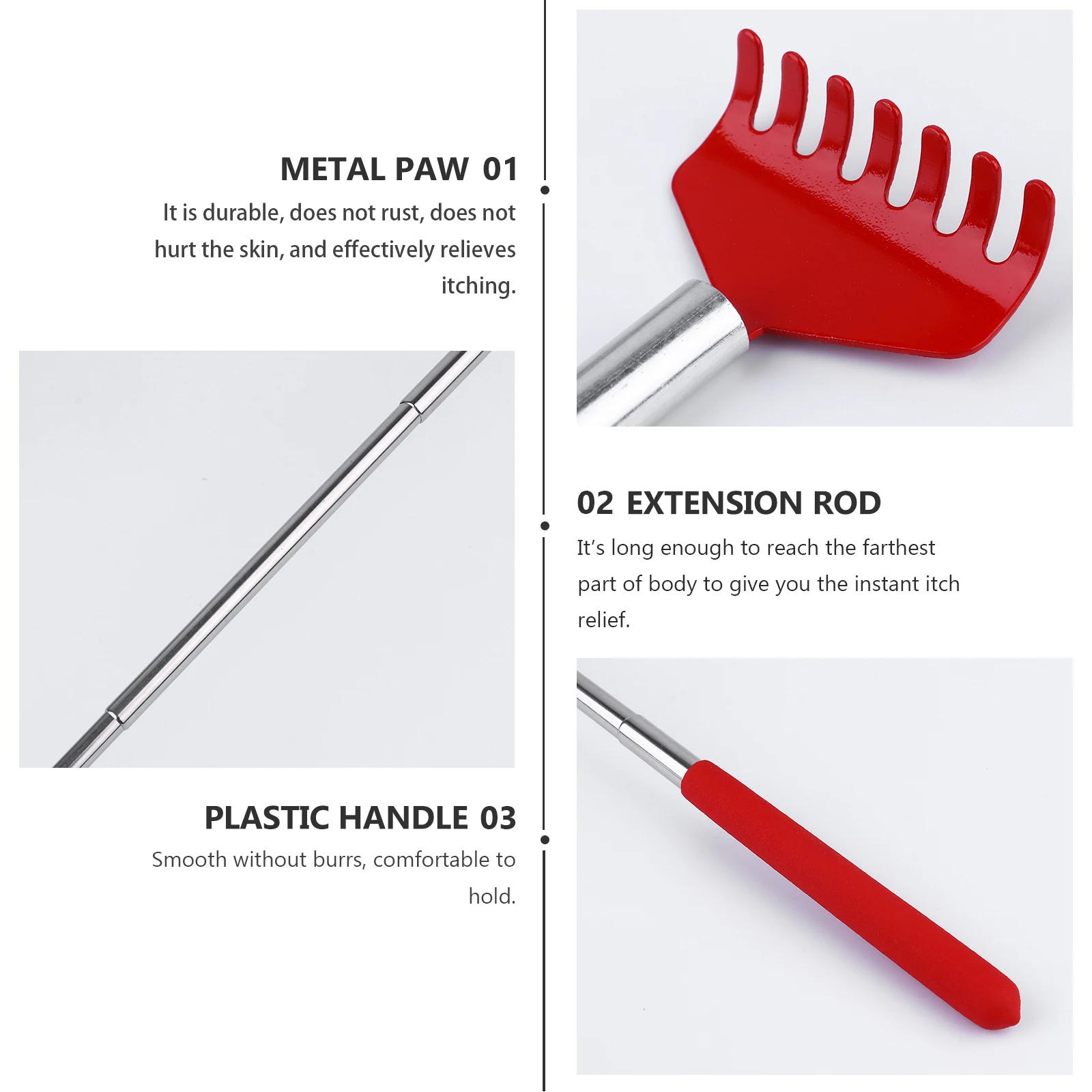 

Telescoping Back Scratcher Stick Stainless Steel for Men Elders Pregnant Foldable Itch Relief Tool
