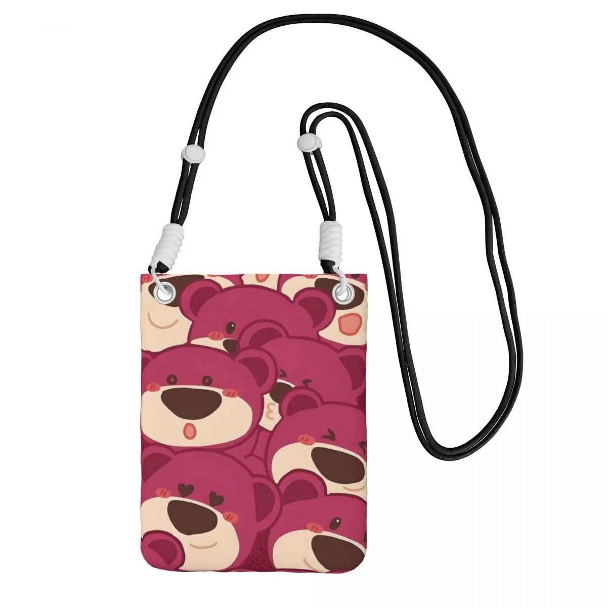 

Custom Lotso Mobile Phone Bag for Women Men Strawberry Bear Cartoon Shoulder Crossbody Bag Suitable Coin Purse Mini Purse Wallet