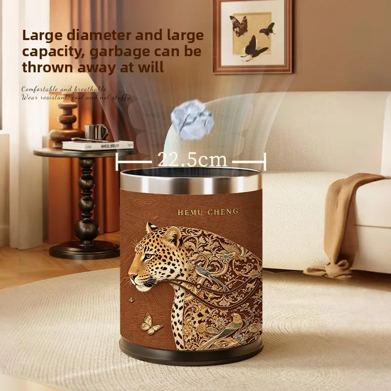 Trash can household high-value living room bedroom bathroom double-layer covered paper basket