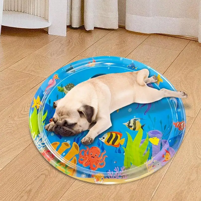 Water Sensory Play Mat for Cats Sea Fish Themed Mat for Cats Sensory Water game Pad for Cats Pet Water Sensor Game Mat Play Pad