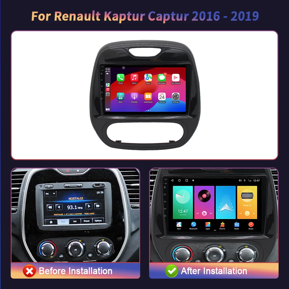 Android 14 For Renault Kaptur Captur 2016-2019 Car Radio Multimedia Navigation GPS 4G Wireless Carplay Stereo System 2Din Screen