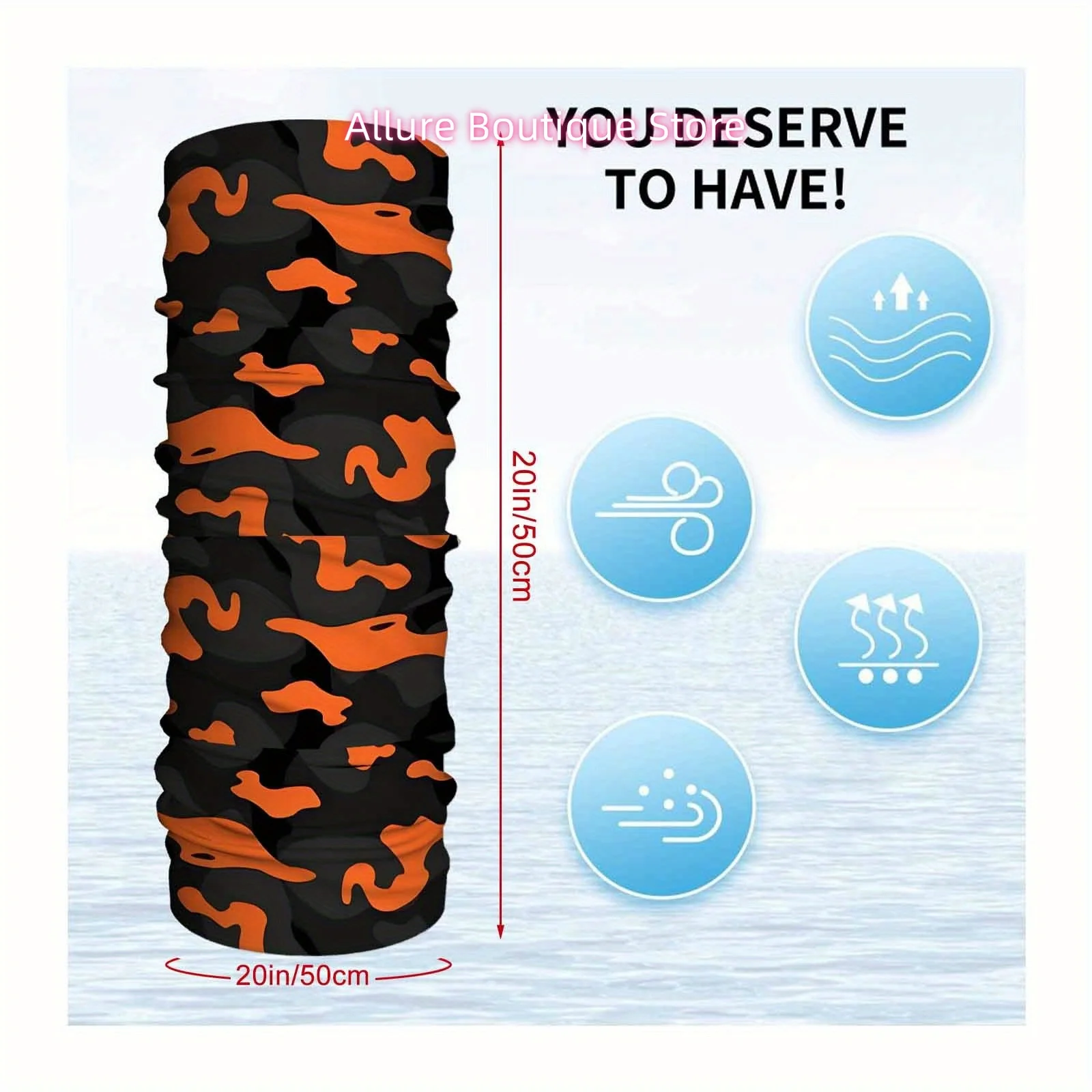 Camouflage Pattern, Orange And Gray, Abstract Design. Multi Functional Print Scarf Men Women Unsix Mask Neck Mask Suitable Outdo