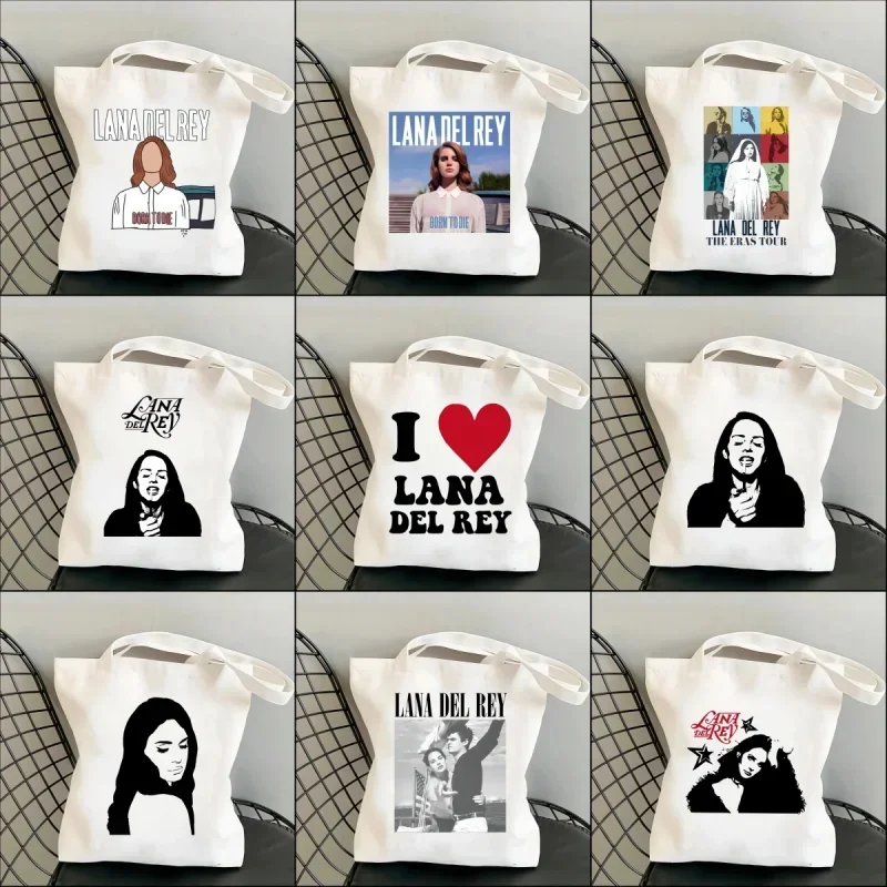 Harajuku Lana Del Rey Print Shoulder Bags Graphic Tote Shopper Bag Women Female Funny Large-capacity Canvas Student Shopping Bag