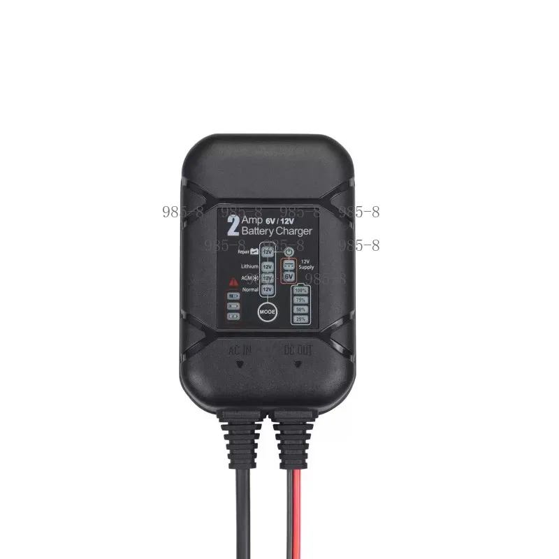 6-Stage Automatic Battery Maintainer Waterproof Auto Charger 2A Smart Charger Fit 6V 12V Lead-Acid AGM Lithium Batteries