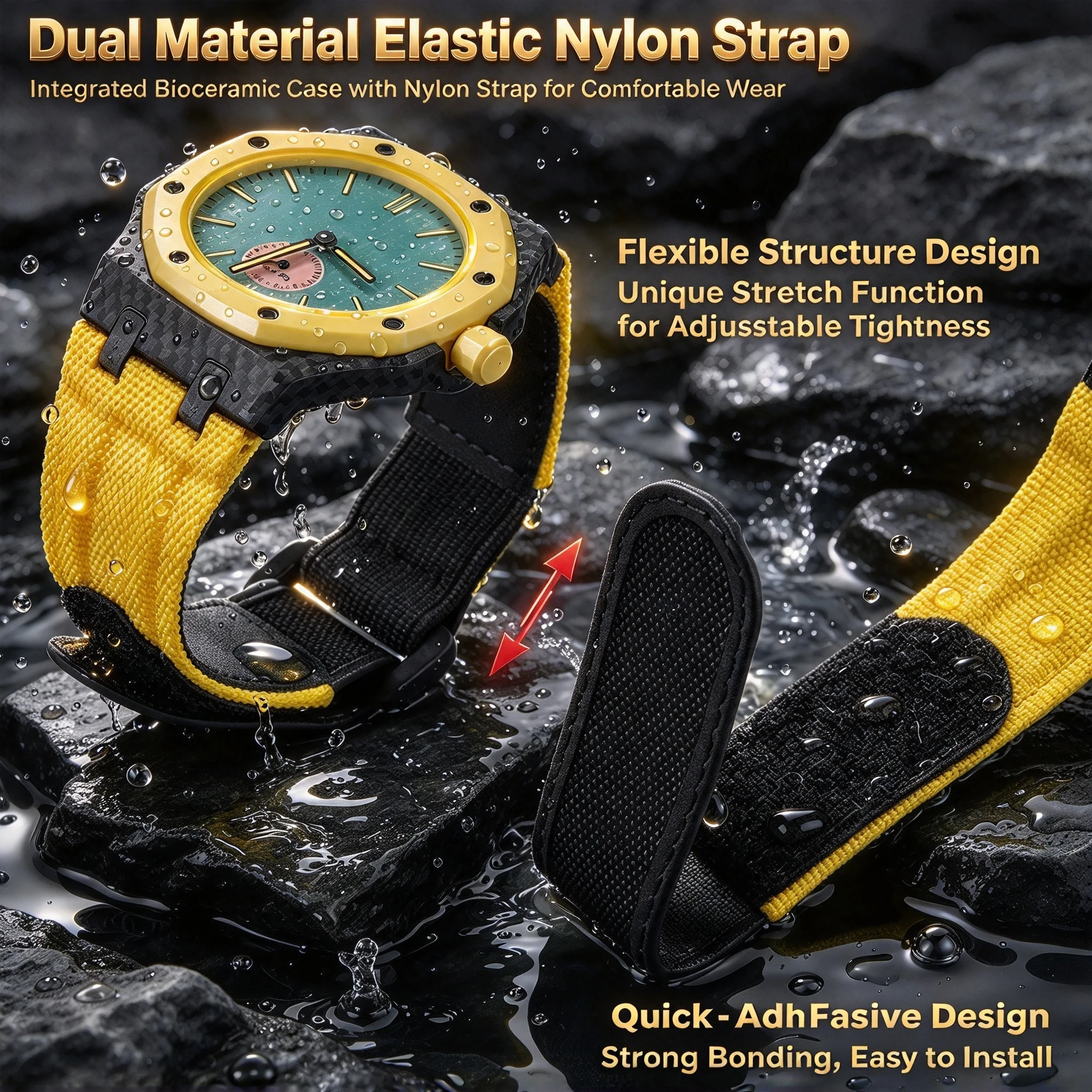 For Swatch X AP Royal POP Pocket Watch Strap All-in-One Bioceramics Watchcase +Nylon Watchband 3/12 Clock Watch Accessories
