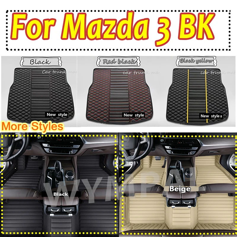 

Luxury Custom Automotive Car Floor Mats For Mazda 3 BK 2003 2004 2005 2006 2007 Auto Leather Car Mats Full Cover Accessories