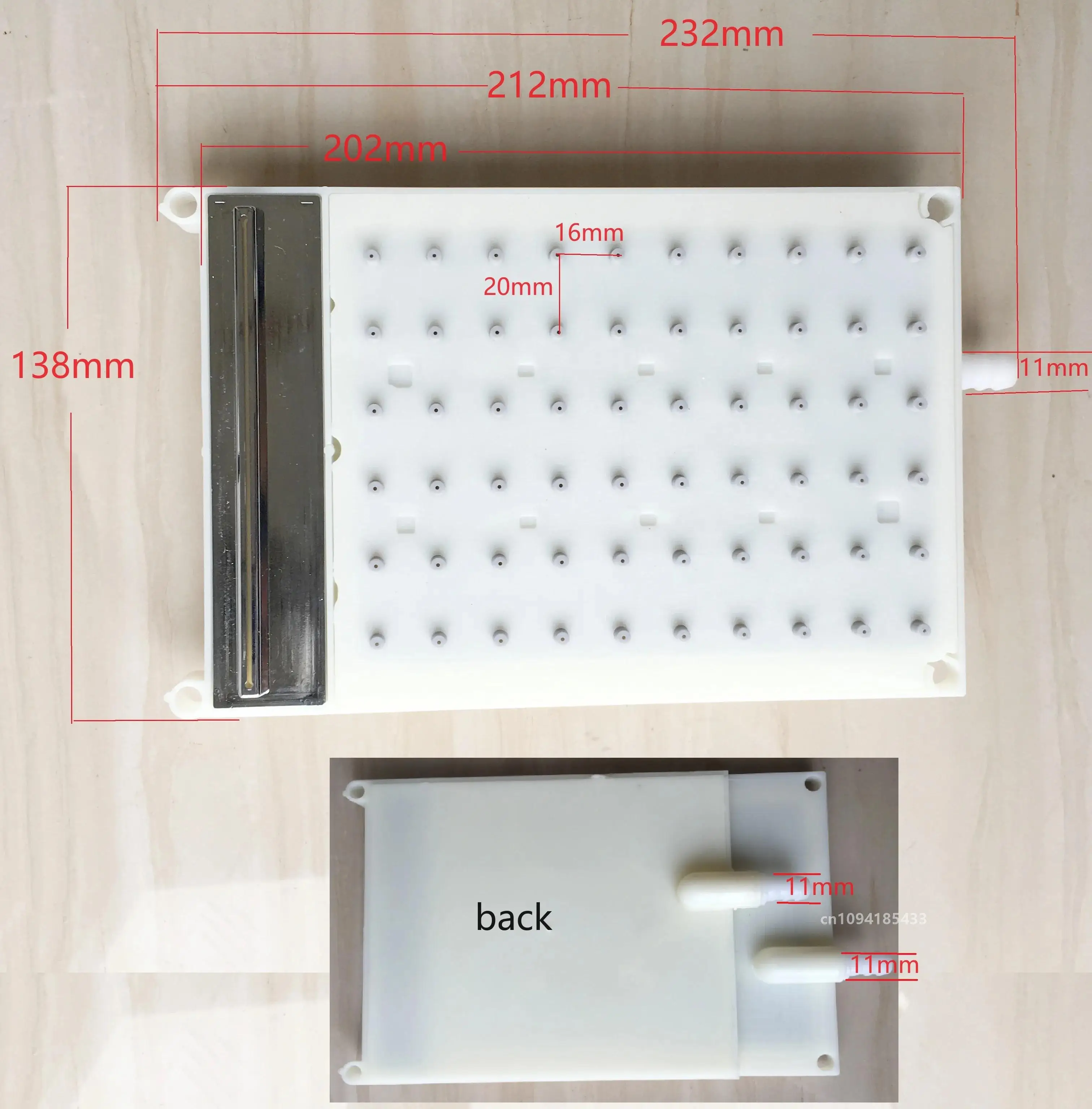 ABS Rectangular Shower 11mm intubation type interface Shower head  6 * 10 hole Top Spray Waterfall outlet Shower Head Accessorie