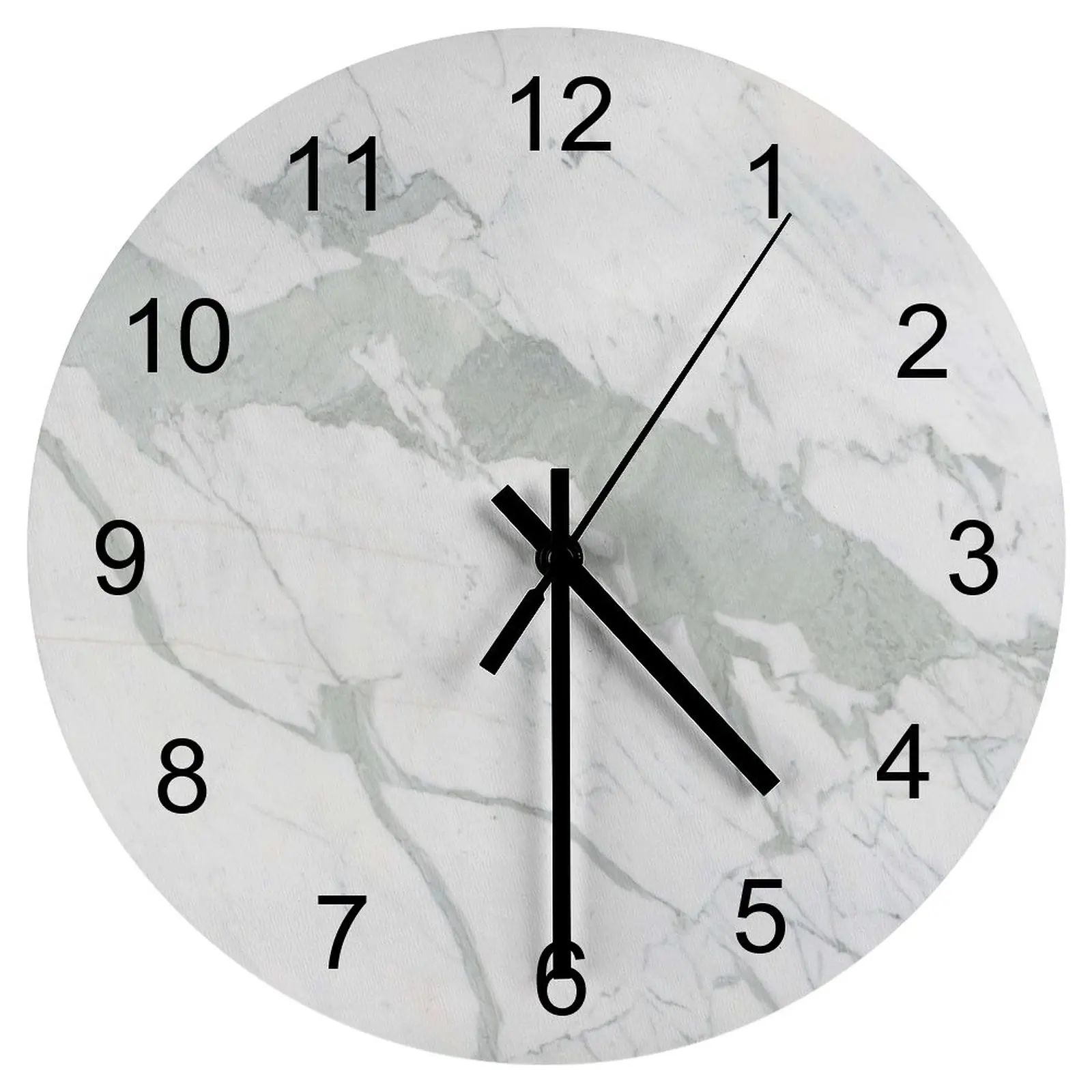 Living Room Wall Clock Striped Argyle Grain Marble Clocks 12 inch Mute Wood Round Artistic Slim Profile Sporty