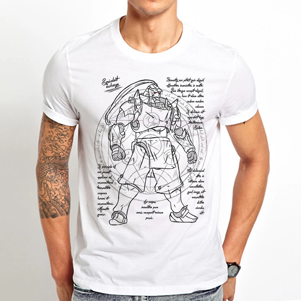 Fullmetal Alchemist Alphonse Elric Equivalent exchange Funny T Shirt Men Short Sleeve casual Unisex streetwear Tshirt gift Tee