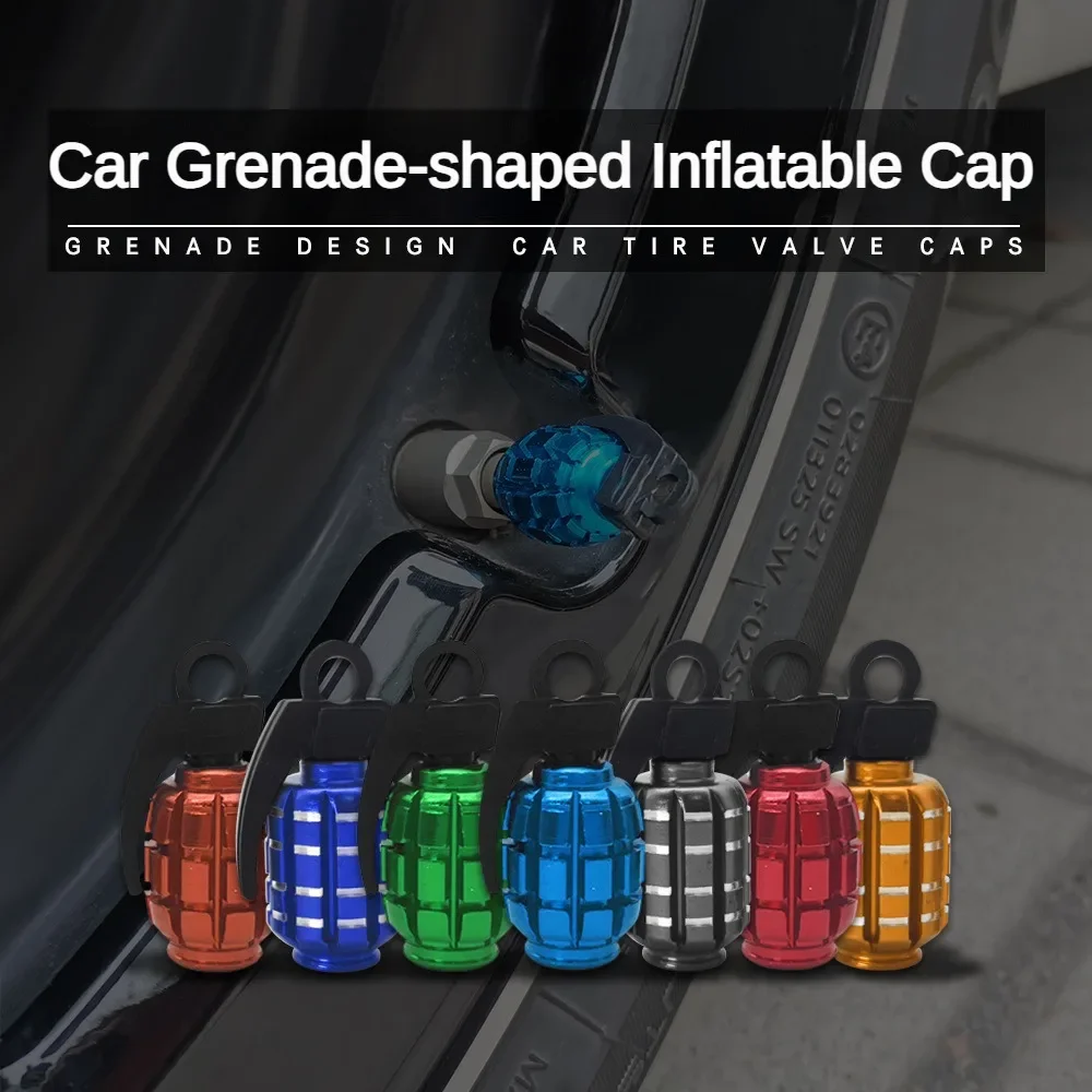 4Pcs/Set Creative Grenade Aluminum Alloy General Car Tire Valve Cover Car Truck Motorcycle Bicycle Tire Valve Cap Air Dust Cover