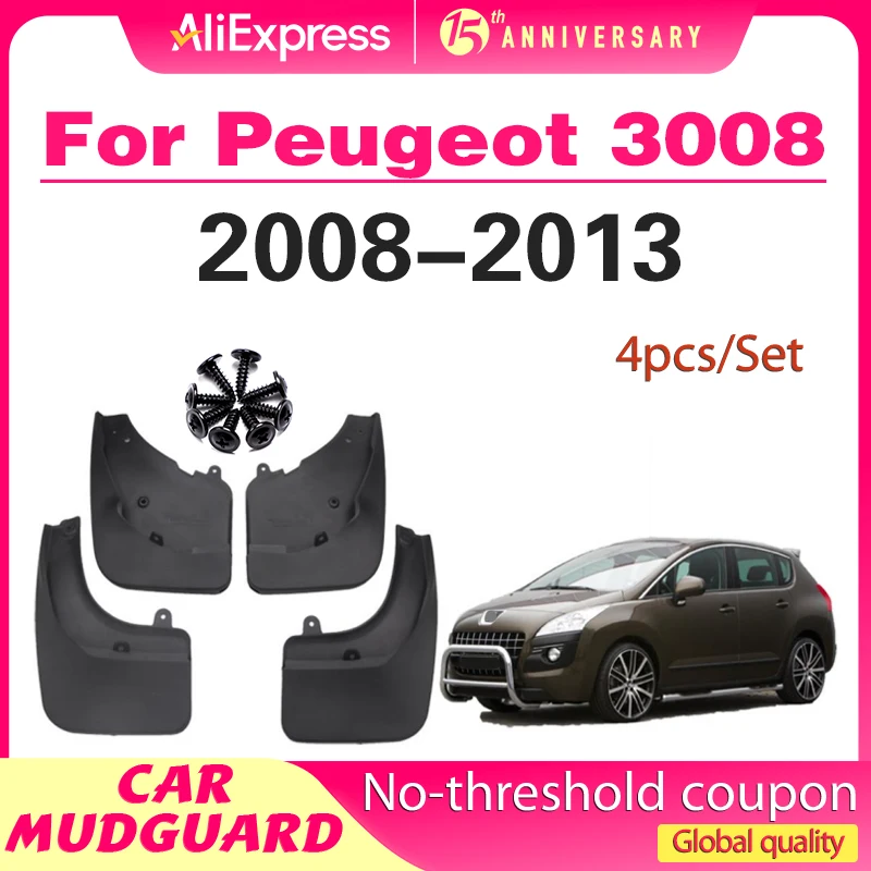 

OE Styled Molded Mud Flaps For Peugeot 3008 2008 - 2013 Mudflaps Splash Guards Flap Mudguards Car Styling 2009 2010 2011 2012