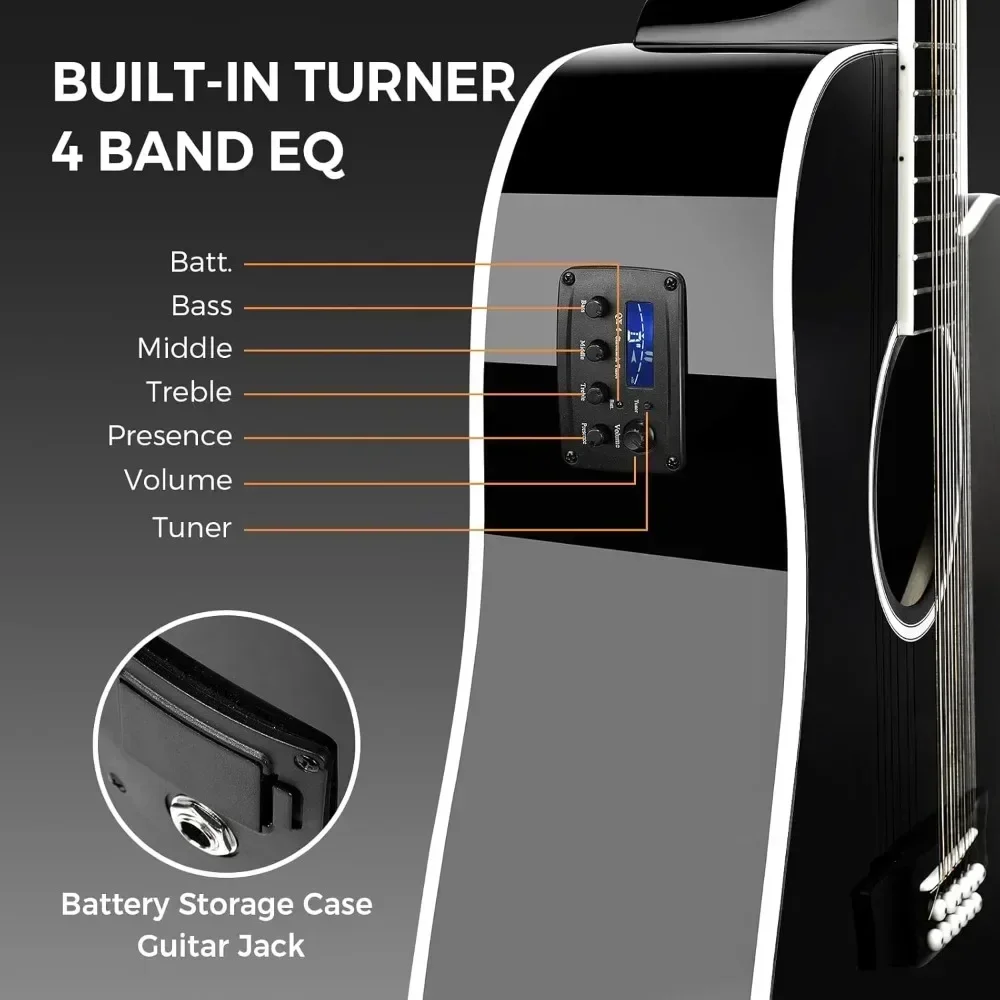 42” Acoustic Electric Guitar, 12 String Full Size Acoustic Guitar Bundle with 4-Band EQ, Gig Bag, Picks, Shoulder Strap