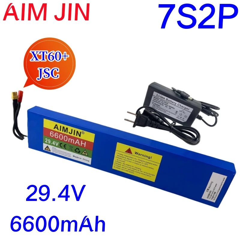 

29.4V 6600mAh 7S2P 18650 li-ion Rechargeable Battery Pack Electric Bicycle Moped Balancing Scooter+2A Charger