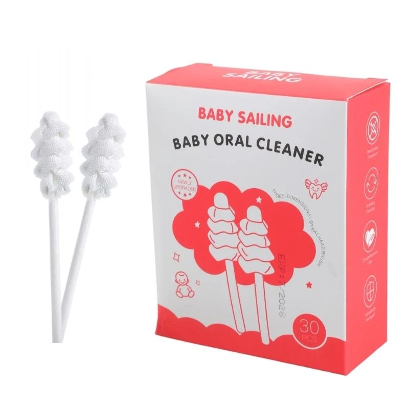 

30 Pcs Portable Baby Tongue Cleaner Baby Cleaning Disposable Infant Soft Gauze Toothbrush Cleaner 425F