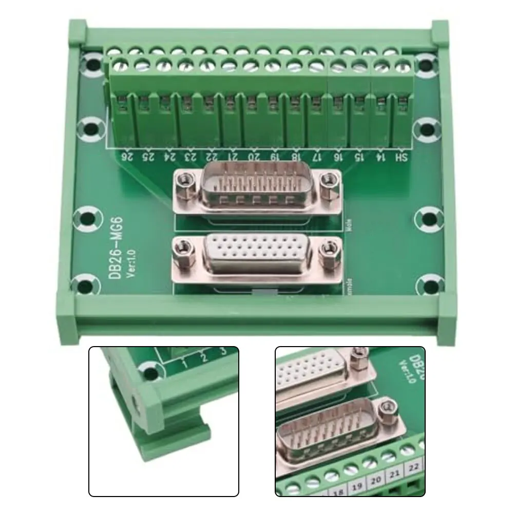 DB26 Male and Female DIN Rail Connectors with 26pin Dsub for Reliable Power Distribution and For Industrial Control Systems