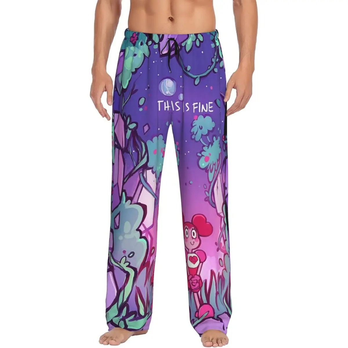 

Custom This Is Fine Steven Universe Pajama Pants Men Sleepwear Sleep Lounge Bottoms with Pockets