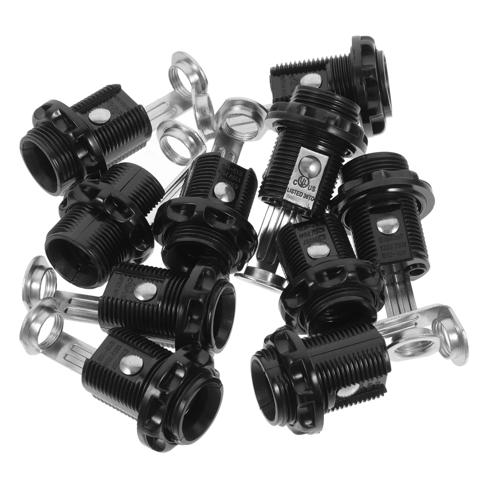 

10pcs Threaded Lamp E12 Socket Replacement Light Bulb Holder Base Portable Pendant Lamp Parts Home Office Lighting