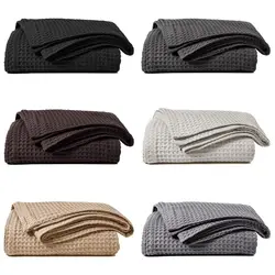 100% Cotton Blankets for Bed - 405GSM Waffle Weave Blankets for Summer, White Soft Lightweight Woven Blankets for All Seasons