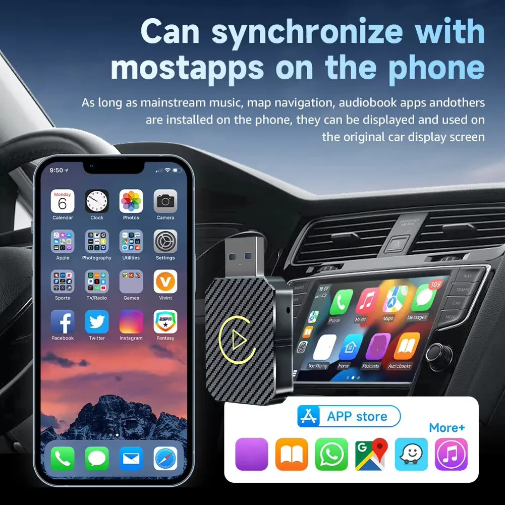 CarPlay AI Box BT WiFi Wireless Carplay Android Auto محول 2 في 1 صندوق صغير التوصيل والتشغيل لـ OEM السلكية CarPlay/Andriod Auto Cars